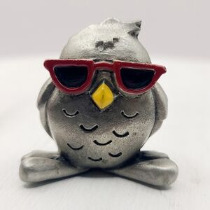 Vintage 1983 Hudson Fine Pewter Owl in Sunglasses #2912 Mini Figure